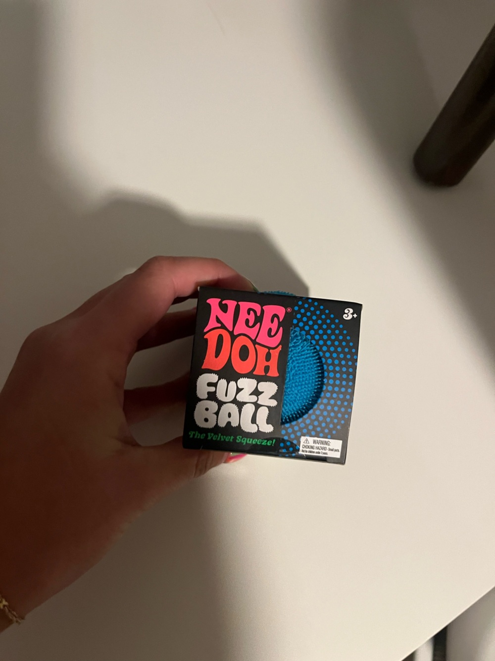 Needoh Blue Fuzz Ball Squeeze Toy